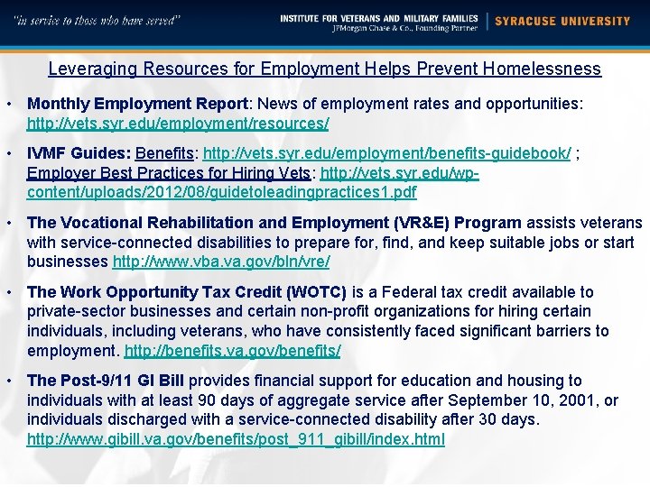 Leveraging Resources for Employment Helps Prevent Homelessness • Monthly Employment Report: News of employment