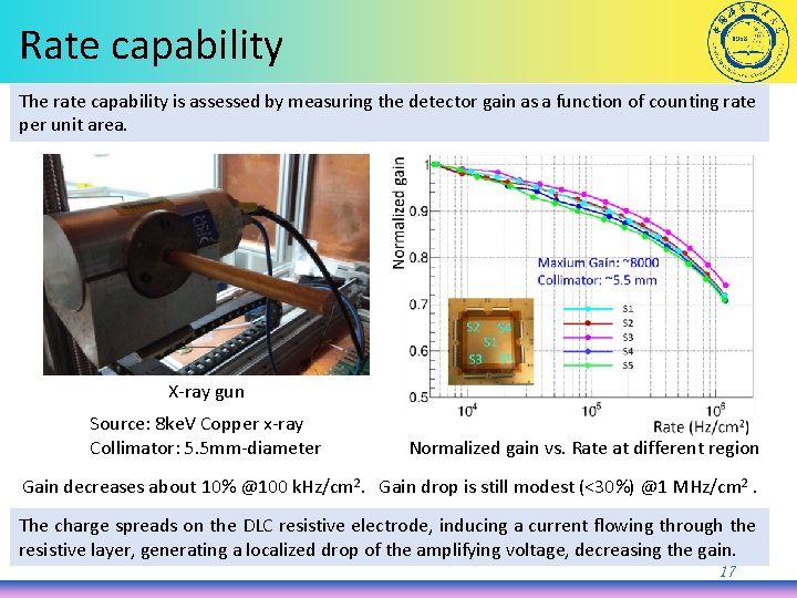 Rate capability The rate capability is assessed by measuring the detector gain as a