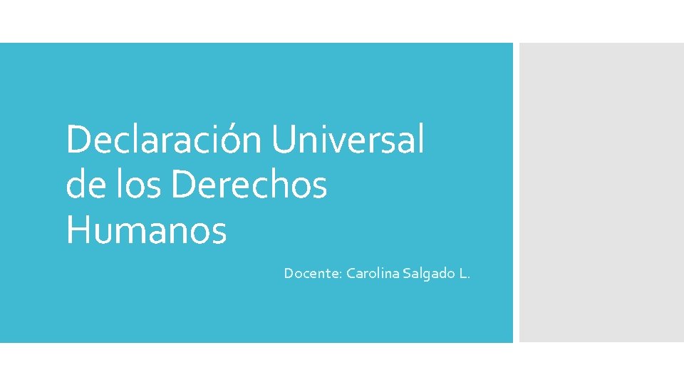 Declaración Universal de los Derechos Humanos Docente: Carolina Salgado L. 