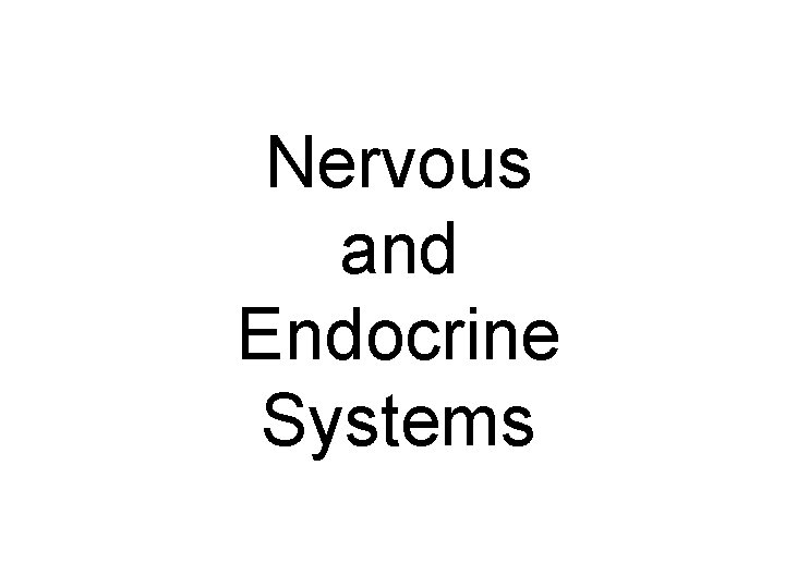 Nervous and Endocrine Systems 