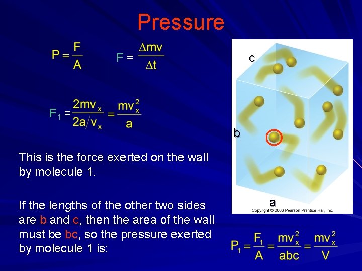 Pressure F= c F 1 = b This is the force exerted on the