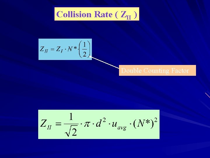 Collision Rate ( ZII ) Double Counting Factor 