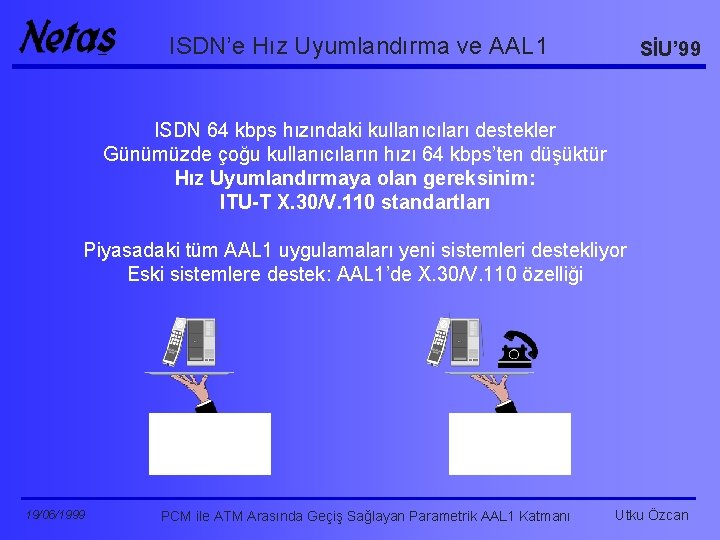 ISDN’e Hız Uyumlandırma ve AAL 1 SİU’ 99 ISDN 64 kbps hızındaki kullanıcıları destekler