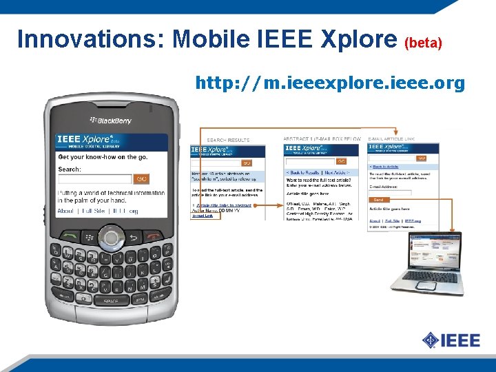 Innovations: Mobile IEEE Xplore (beta) http: //m. ieeexplore. ieee. org 