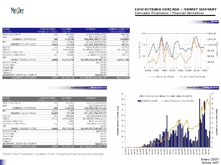 CONCENTRADO MERCADO / MARKET SUMMARY Derivados Financieros / Financial Derivatives 1 Enero 2007 January