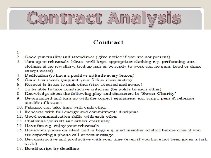 Contract Analysis In class we have mad a