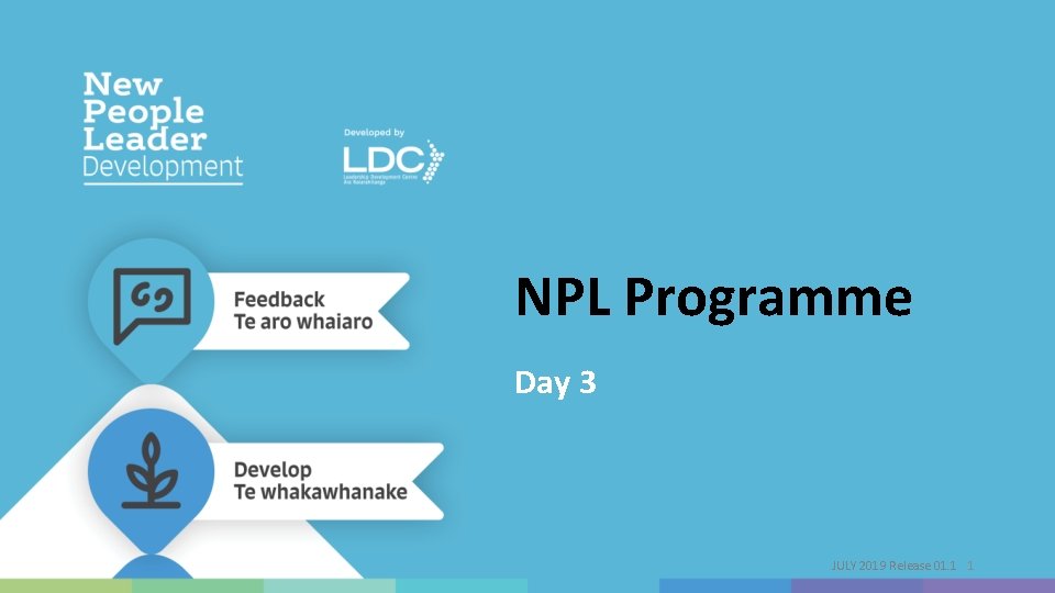 NPL Programme Day 3 JULY 2019 Release 01. 1 1 