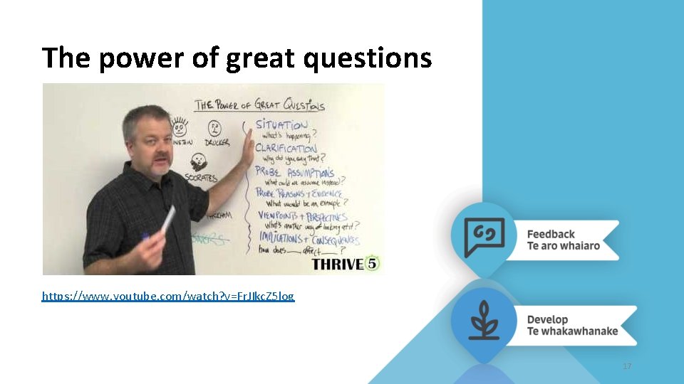 The power of great questions https: //www. youtube. com/watch? v=Fr. JIkc. Z 5 log