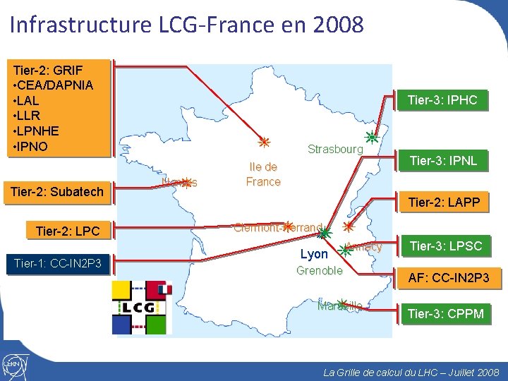 Infrastructure LCG-France en 2008 Tier-2: GRIF • CEA/DAPNIA • LAL • LLR • LPNHE