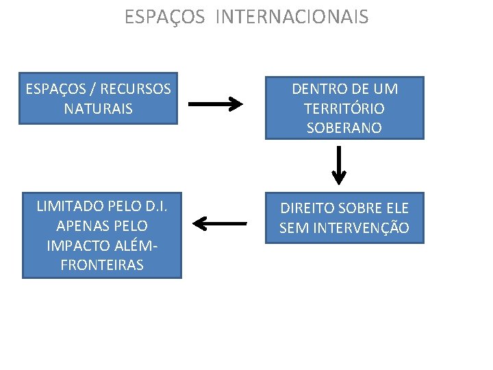 ESPAÇOS INTERNACIONAIS ESPAÇOS / RECURSOS NATURAIS DENTRO DE UM TERRITÓRIO SOBERANO LIMITADO PELO D.