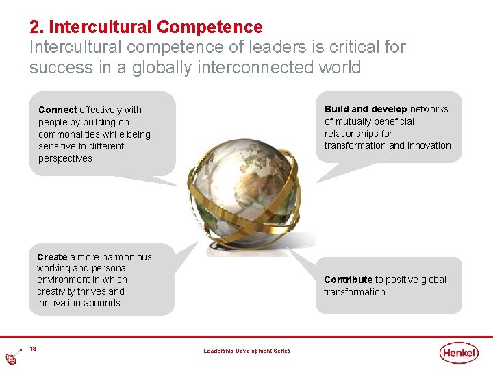2. Intercultural Competence Intercultural competence of leaders is critical for success in a globally 2. Intercultural Competence Intercultural competence of leaders is critical for success in a globally