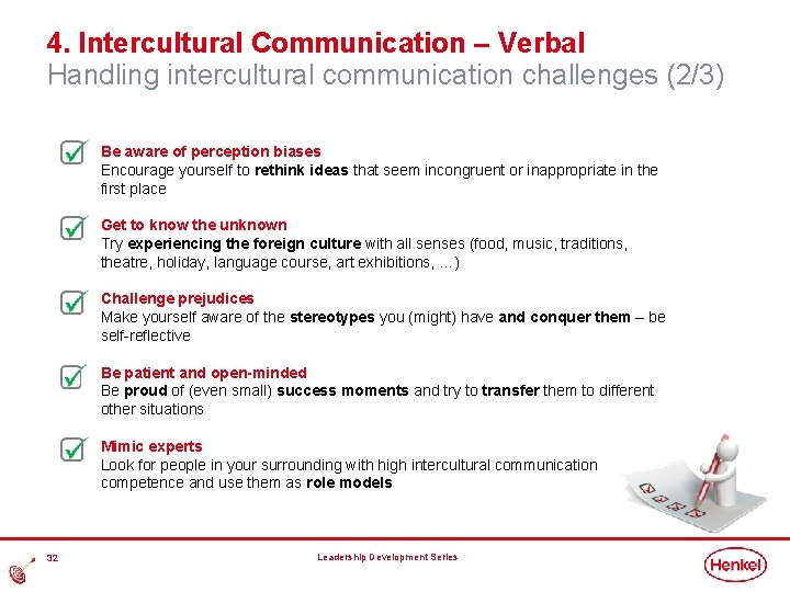 4. Intercultural Communication – Verbal Handling intercultural communication challenges (2/3) Be aware of perception 4. Intercultural Communication – Verbal Handling intercultural communication challenges (2/3) Be aware of perception