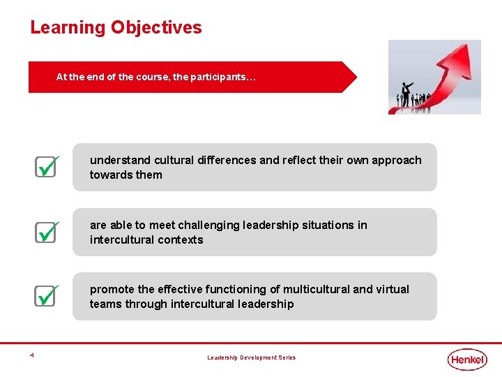 Learning Objectives At the end of the course, the participants… understand cultural differences and Learning Objectives At the end of the course, the participants… understand cultural differences and