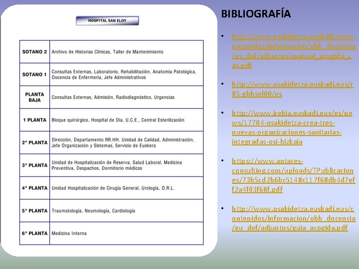 BIBLIOGRAFÍA • http: //www. osakidetza. euskadi. eus/c ontenidos/informacion/obb_docencia /es_def/adjuntos/manual_acogida_c as. pdf • http: //www.