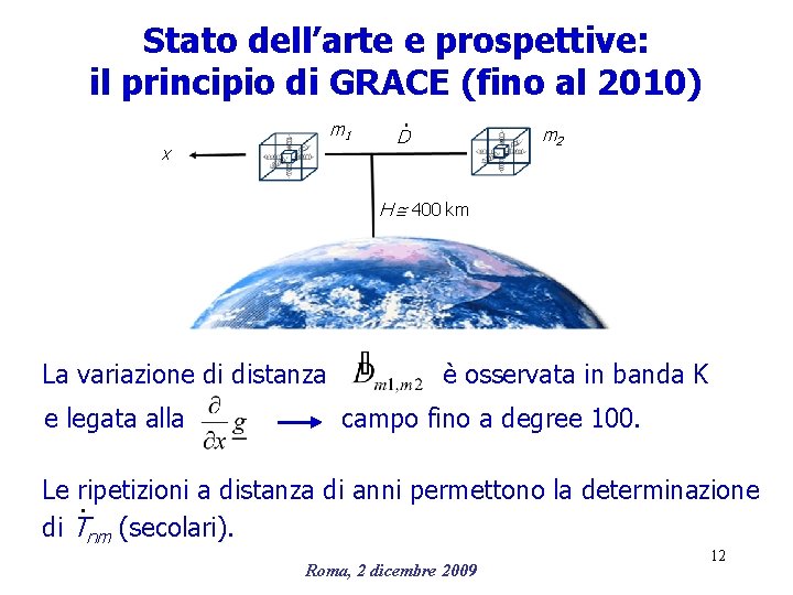 Stato dell’arte e prospettive: il principio di GRACE (fino al 2010) m 1 x