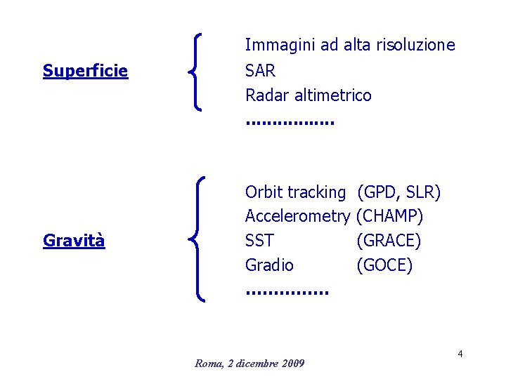 Immagini ad alta risoluzione Superficie Gravità SAR Radar altimetrico. . . . Orbit tracking