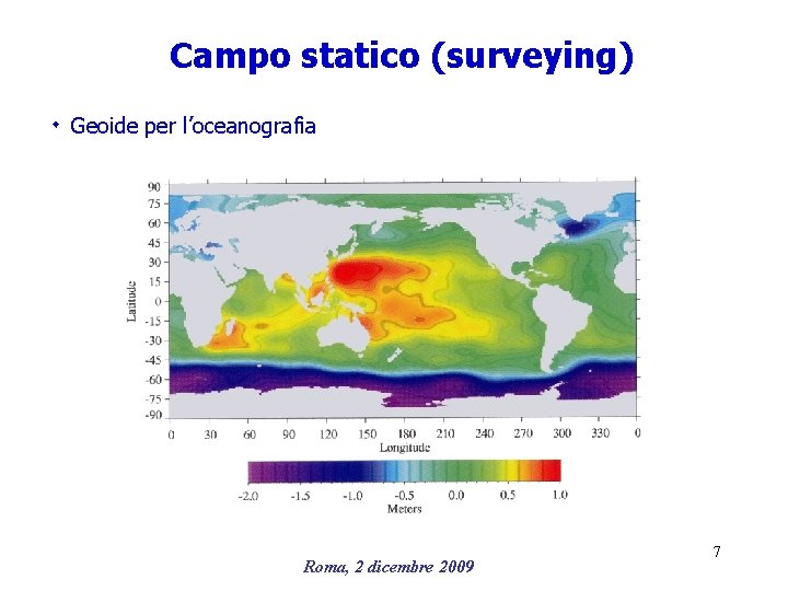 Campo statico (surveying) ۰ Geoide per l’oceanografia Roma, 2 dicembre 2009 7 