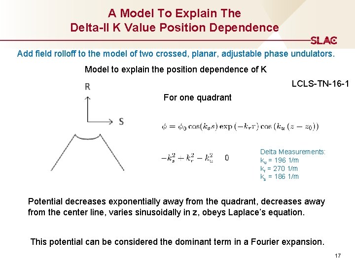 A Model To Explain The Delta-II K Value Position Dependence Add field rolloff to