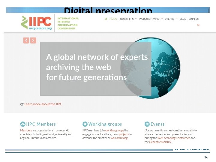 Digital preservation in the National Széchényi Library • 2017 -2018. Pilot project of web