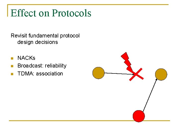 Effect on Protocols Revisit fundamental protocol design decisions n n n NACKs Broadcast: reliability