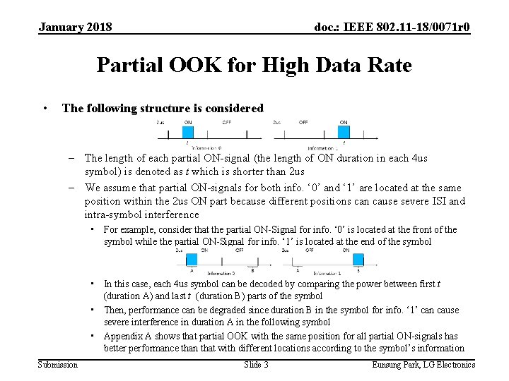 January 2018 doc. : IEEE 802. 11 -18/0071 r 0 Partial OOK for High