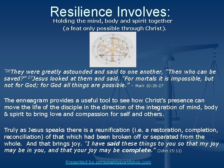 Resilience Involves: Holding the mind, body and spirit together (a feat only possible through