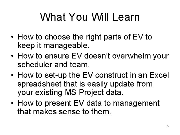 What You Will Learn • How to choose the right parts of EV to