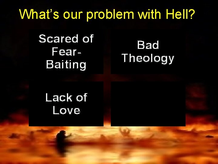 What’s our problem with Hell? Scared of Fear. Baiting Lack of Love Bad Theology