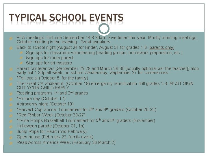  PTA meetings- first one September 14 8: 30 am. Five times this year.