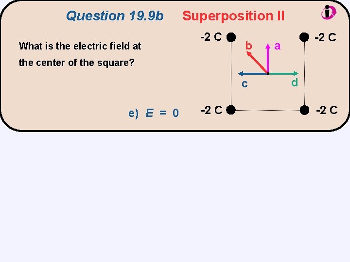 Question 19. 9 b What is the electric field at Superposition II -2 C