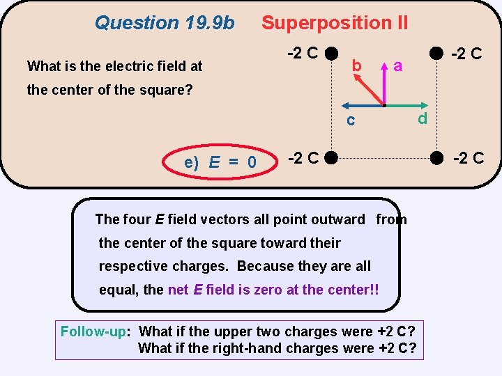 Question 19. 9 b What is the electric field at Superposition II -2 C
