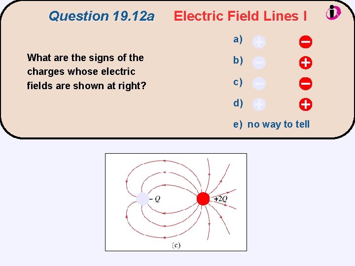 Question 19. 12 a Electric Field Lines I a) What are the signs of