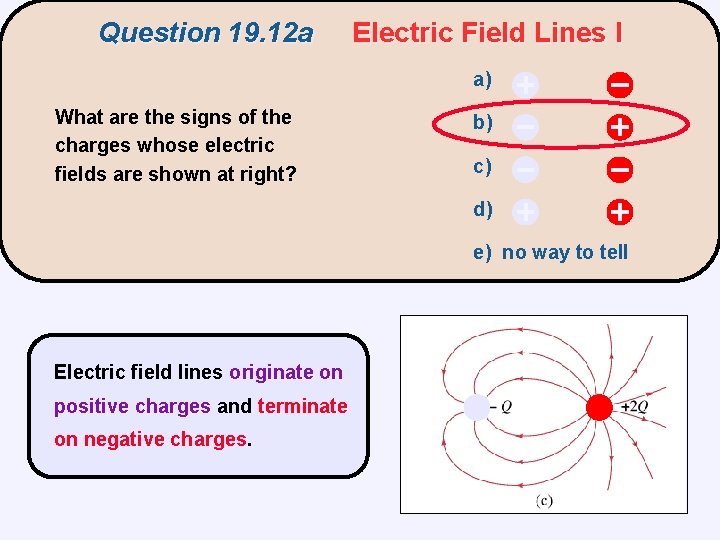 Question 19. 12 a Electric Field Lines I a) What are the signs of