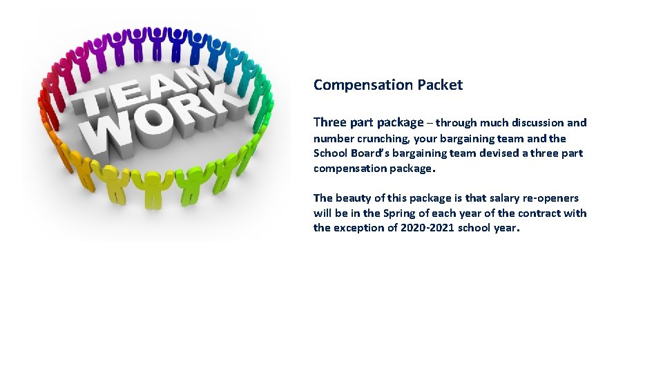 Compensation Packet Three part package – through much discussion and number crunching, your bargaining