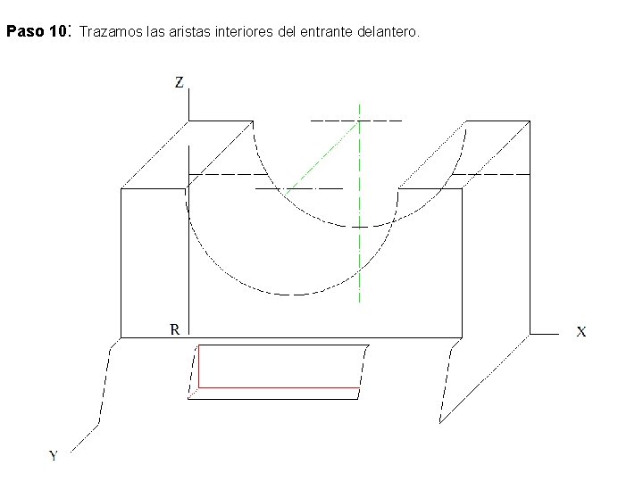 Paso 10: Trazamos las aristas interiores del entrante delantero. 