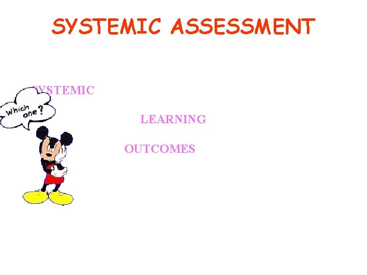 SYSTEMIC ASSESSMENT SYSTEMIC LEARNING OUTCOMES 