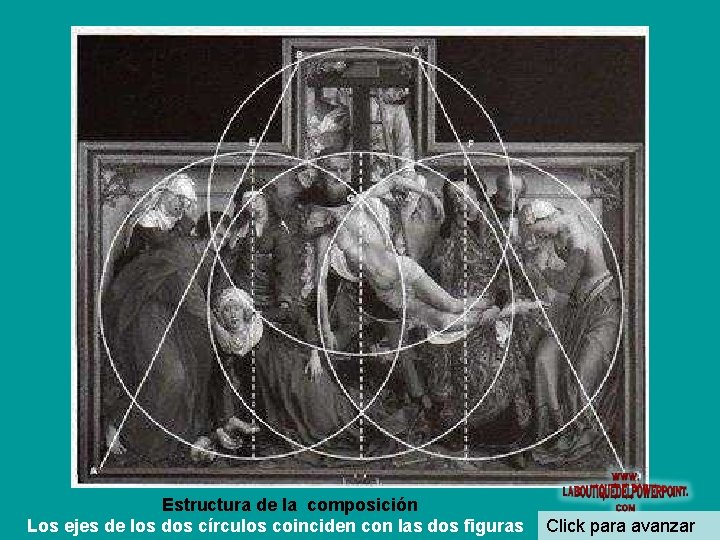 Estructura de la composición Los ejes de los dos círculos coinciden con las dos