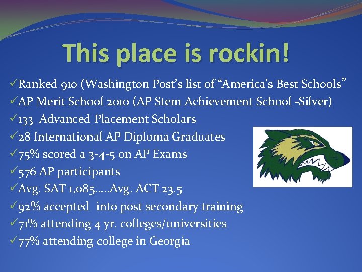 This place is rockin! üRanked 910 (Washington Post’s list of “America’s Best Schools ”