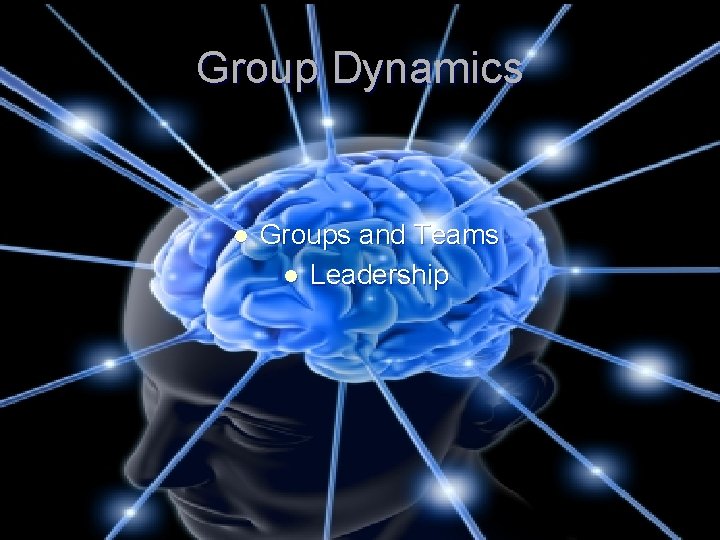 Group Dynamics l Groups and Teams l Leadership 