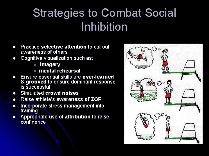 Strategies to Combat Social Inhibition l l l l Practice selective attention to cut
