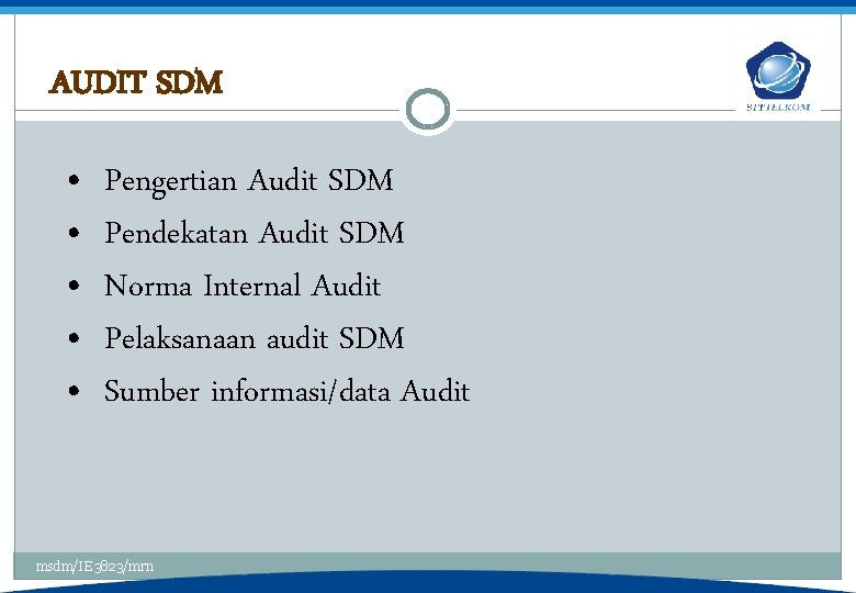 AUDIT SDM • • • Pengertian Audit SDM Pendekatan Audit SDM Norma Internal Audit