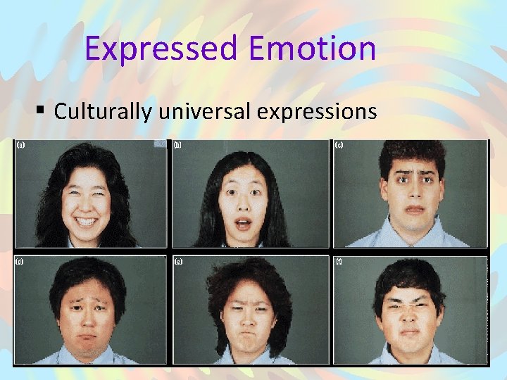 Expressed Emotion § Culturally universal expressions 