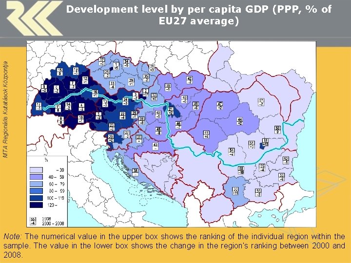 MTA Regionális Kutatások Központja Development level by per capita GDP (PPP, % of EU