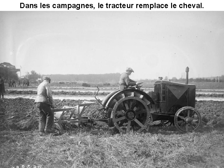 Dans les campagnes, le tracteur remplace le cheval. 