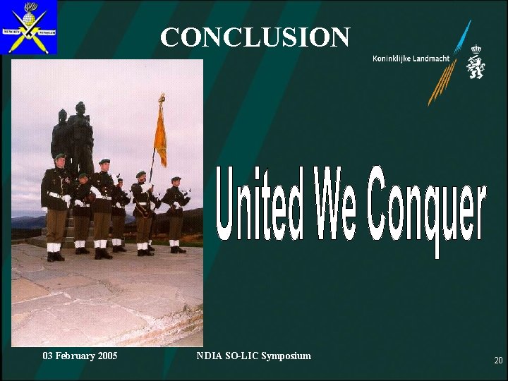 CONCLUSION 03 February 2005 NDIA SO-LIC Symposium 20 