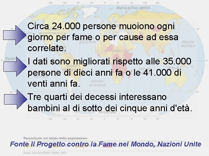 Circa 24. 000 persone muoiono ogni giorno per fame o per cause ad essa