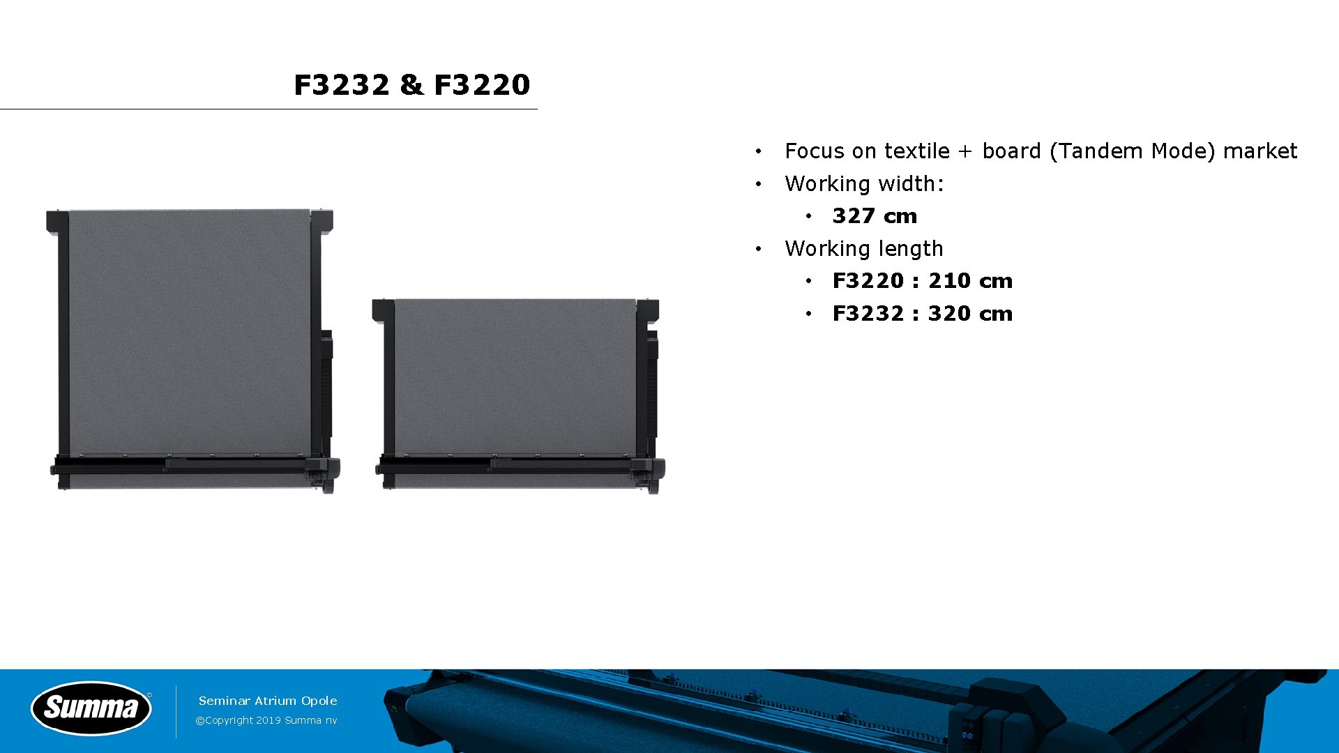 F 3232 & F 3220 • Focus on textile + board (Tandem Mode) market