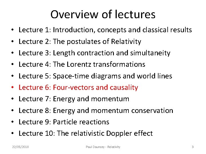 Overview of lectures • • • Lecture 1: Introduction, concepts and classical results Lecture