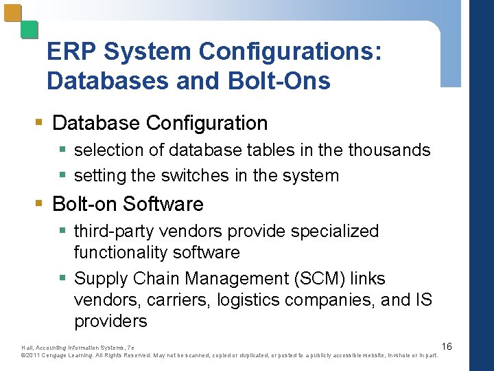 ERP System Configurations: Databases and Bolt-Ons § Database Configuration § selection of database tables