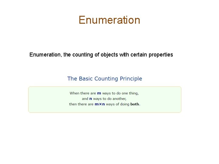 Enumeration, the counting of objects with certain properties 